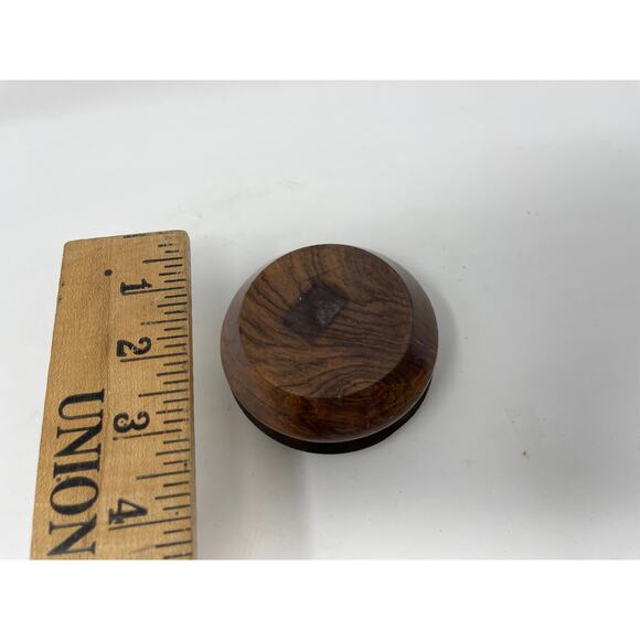 Vintage Handmade Round Wood Bird Trinket Miniature Jewelry Box - Picture 5 of 5